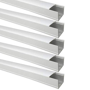 LightingWill U Shape LED Aluminum Channel 6.6ft 25 Pack - Silver Track for LED Strip Light