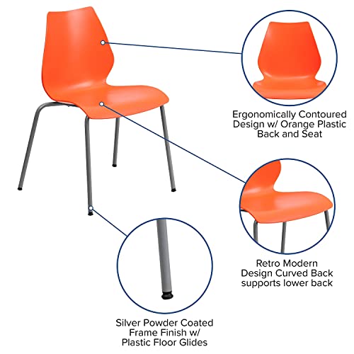 Flash Furniture 5 Pack HERCULES Series Orange Stack Chair with Lumbar Support