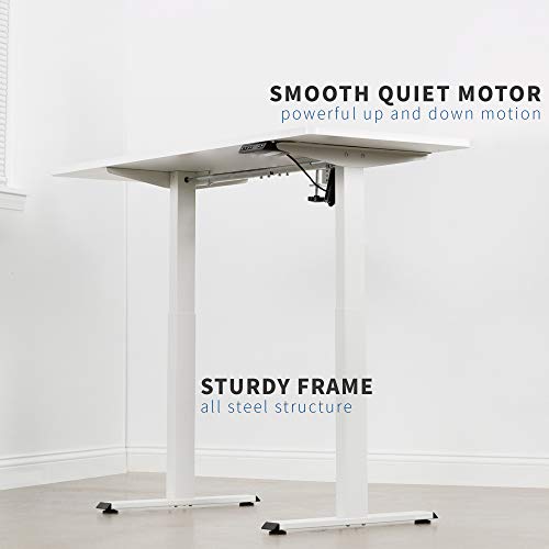 VIVO Electric Stand Up Desk Frame, DIY Workstation, Frame Only, Single Motor Ergonomic Standing Height Adjustable Base with Memory Controller, White, DESK-E-100W