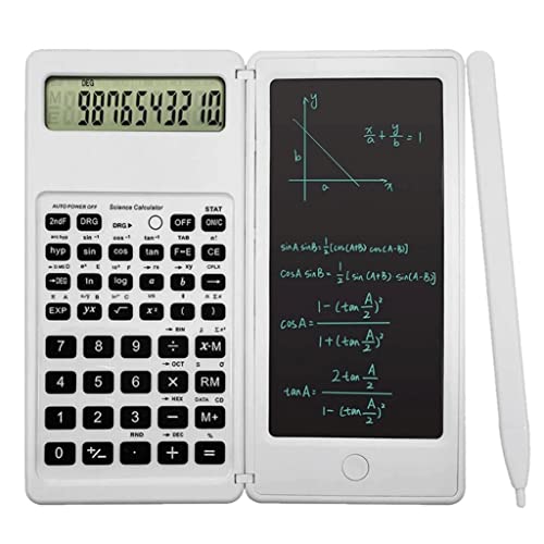 Foldable Scientific Calculator 10-Digit Digital Large Display with Erasable Writing Tablet & Drawing Pad