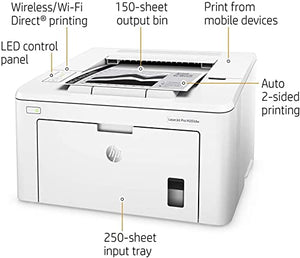 HP Laserjet Pro M203dw Wireless Laser Printer, Compatible with Alexa (G3Q47A)，8.5 x 14， Print Scan Copy Fax，Auto 2-Sided Printing，Ahaghug Printer Cable.