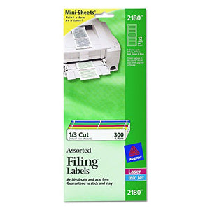 Avery Mini-Sheets Labels, 3.4735 x 0.66 Inches, White with Assorted Borders, 300 per Pack (2180)