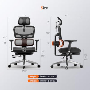 Newtral Ergonomic Office Chair with Adaptive Lumbar Support | High Back Computer Desk Chair | Footrest, Adjustable Arms, Headrest | Tilt Function, 4D Armrest Recliner | Home Office