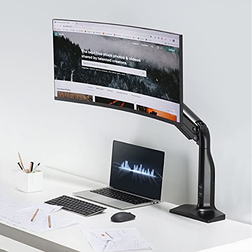 zlw-shop Single Monitor Stand Arm Gas Spring Monitor Desk Mount Stand with Dual USB Ports Heavy Monitor Mount for 17"-49" Screen, Hold Up to 39.6lbs