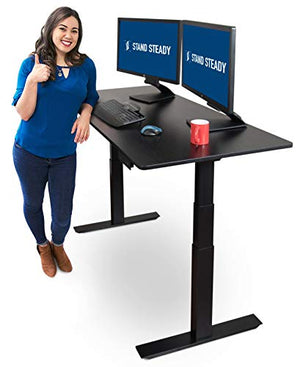 Stand Steady 60" Electric Tranzendesk Standing Desk | Height Adjustable Sit to Stand Up Desk | Perfect for Offices and Schools! (Black / 59" x 29.5")