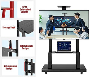 Generic Adjustable Mobile TV Floor Stand/Cart - Black TV Stand On Wheels - Fits 50"/43"/65"/55" TVs