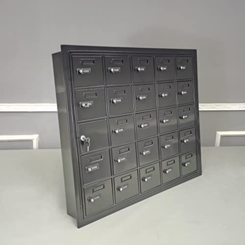 FixtureDisplays® Cell Phone Storage Locker, 25 Doors, Resettable Combination Locks, Black 19155-25ASC