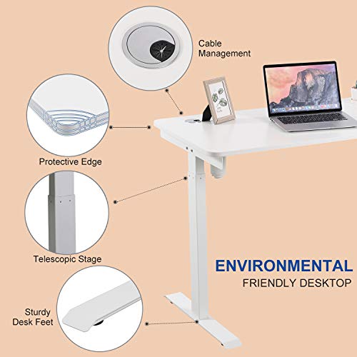 Amposei Electric Standing Desk Height Adjustable Sit Stand Desk, 48 x 24 Inches Stand Up Home Office Workstation Computer Tabletop with 4 Memory Buttons - White
