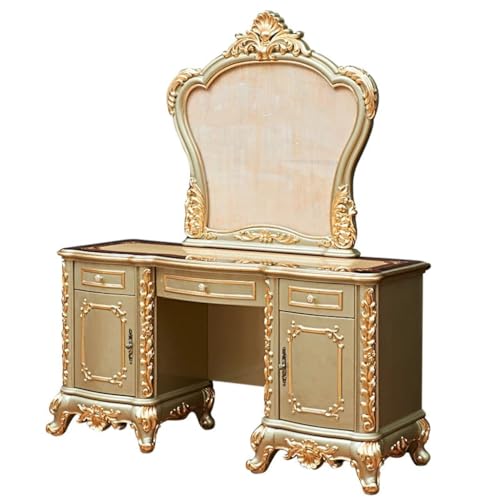 Vintage Solid Wood Dressing Table Princess Dressing Table with Drawers Bedroom Furniture