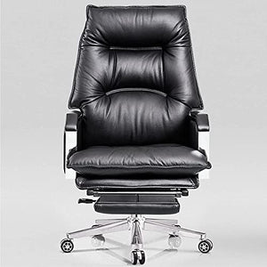 inBEKEA Ergonomic Leather Office Chair with 170° Recline, Cowhide Managerial Executive Chair, Footrest - Brown