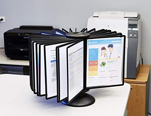 DURABLE Carousel Desktop Reference System, 40 Double-Sided Panels, Letter-Size, Black, SHERPA Design (555701)