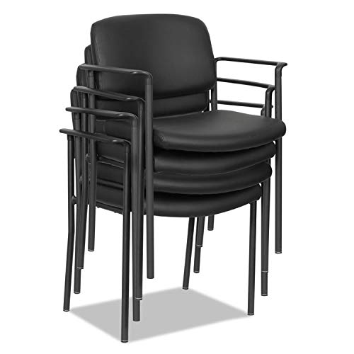 Alera UT6816 Sorrento Series Stacking Guest Chair, Faux Leather, Black, 2/Carton