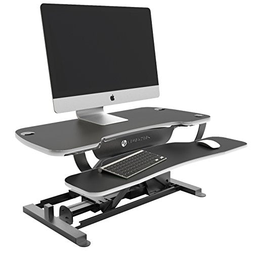 VersaDesk Power Pro - 36" Electric Height-Adjustable Desk Riser - Sit to Stand Desktop with Keyboard and Mouse Tray - Black