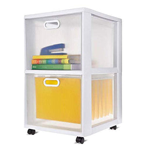 Sterilite Ultra 2 Drawer Filing Storage Cart, Plastic Rolling Cart with Wheels, White/Clear, 6-Pack