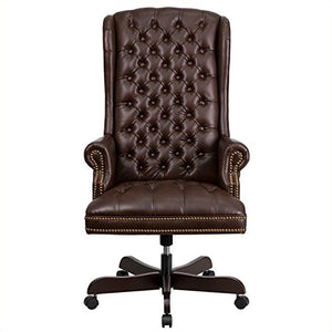 Scranton & Co Traditional Leather Executive Office Chair in Brown