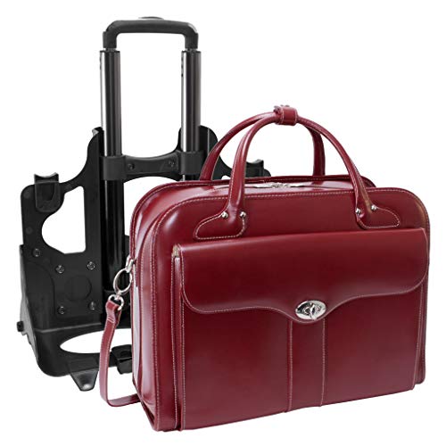 McKleinUSA McKlein Berkeley, Top Grain Cowhide Leather, 15" Patented Detachable -Wheeled Ladies' Briefcase, Red (97046)
