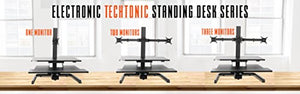 Stand Steady Techtonic Electric 2 Arm Monitor Mount Standing Desk | Large Spacious Stand Up Desk | Easy Sit to Stand with The Push of a Button - Quiet! | 3 Levels to Maximize Your Space!