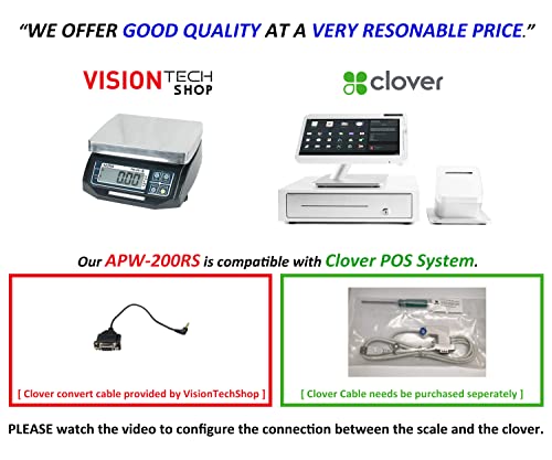 VisionTechShop ACOM PW-200RS POS Interface Portion Scale, 30lb Capacity, NTEP Legal for Trade