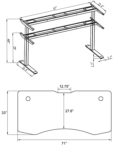 ApexDesk Elite Pro Series Electric Height Adjustable Standing Desk, 71", Grey Top/White Frame