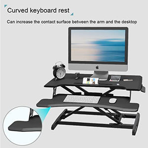 None Adjustable Height Desk Riser with Removable Keyboard Tray - Dual Monitor Lift Computer Workstation