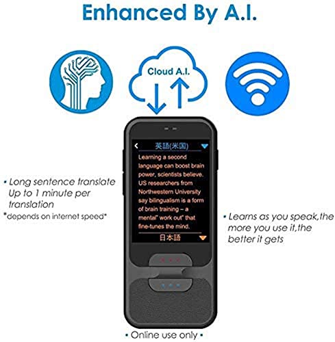 Language Translator Device - Portable Two-Way Voice Interpreter - 68 Language Smart Translations in Real Time (Black)