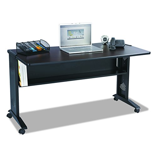 Safco Products Reversible Top Mobile Desk, 54"W, Mahogany/Medium Oak