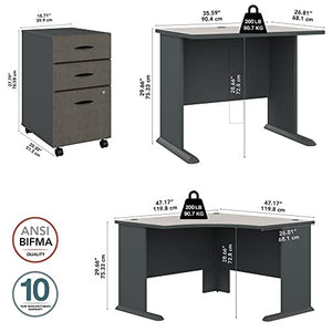 Bush Business Furniture Series A 48W Corner Desk with Return and Mobile File Cabinet in Slate/White Spectrum