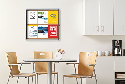 Quartet Enclosed Cork Bulletin Board, 30" x 27" or 6 Sheets, Swing Door, Aluminum Frame (EIHC2730)