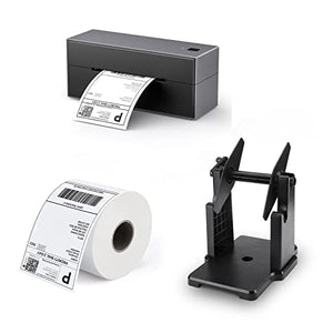 MUNBYN Bluetooth Thermal Label Printer & External Rolls Label Holder、Thermal Direct Shipping Label (Pack of 500 4x6 Per Roll Labels)