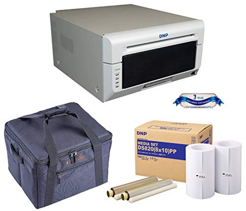 DNP DS820A 8in Professional Dye-Sublimation Printer for 8x10in and 8x12in Photos - Bundle with DNP Pure Premium Media for DS820A Printer, 2x 130 Print Rolls, Printer Carrying Case