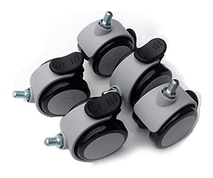 IkiCk Plate Casters 5 Furniture Thread M10 - Heavy Duty 200kg Silent Nylon - Office Chair & Table Trolley Castors