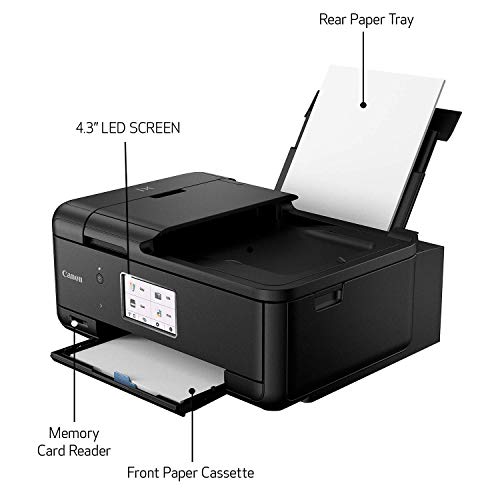 Canon TR8620 All-In-One Printer For Home Office | Copier |Scanner| Fax |Auto Document Feeder | Photo and Document Printing | Airprint (R) and Android Printing, Black (Renewed)