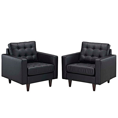 Armchair Leather Set of 2 Dimensions: 35.5"W x 35.5"D x 34.5"H Weight: 132 lbs Black