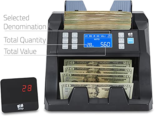 ZZap NC25 Bill Counter & Counterfeit Detector - Money Currency Cash Note Machine