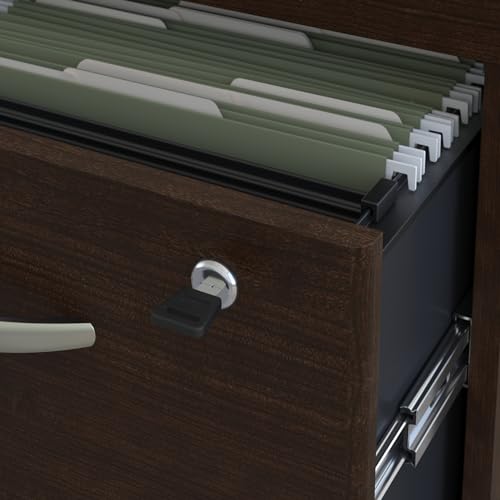 Bush Business Furniture Series C Office Desk with Hutch and Mobile File Cabinet, 60W x 24D, Mocha Cherry