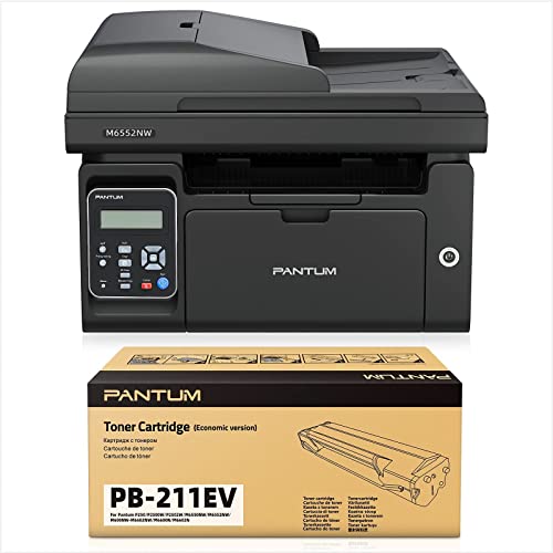 Pantum M6552NW Black and White Multifunctional Laser Printer, Scanner Copier All in One, with 1 Pack PB-211EV 1500 Pages Yield Toner Cartridge Highly Cost-Effective