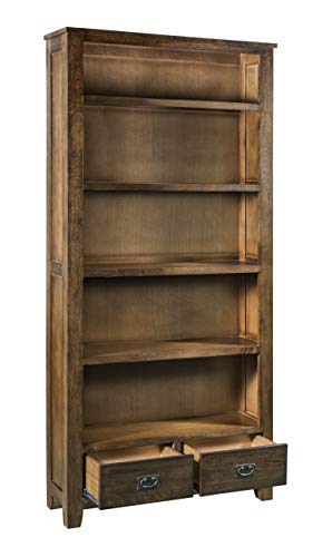 Mission Quarter Sawn Oak Bookcase with 2-Drawers & Open Shelves