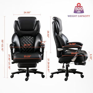 Blue Whale Big and Tall Office Chair 500lbs with Adjustable Lumbar Support, Footrest, and Headrest