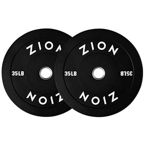 Zion Fitness Onyx 2 Inch 35 Lb Bumper Plates Set Olympic Weight Plates Rubber Bumper Weight Plate Pair, Stainless Steel Inserts Strength Training Plates Weight Lifting Plates
