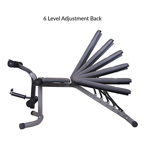 Body Champ Olympic Weight Bench with Leg Extension Curl Lift Developer Attachment, 2-Piece Combo Bench and Squat Rack Stand BCB3780, Gray/Silver