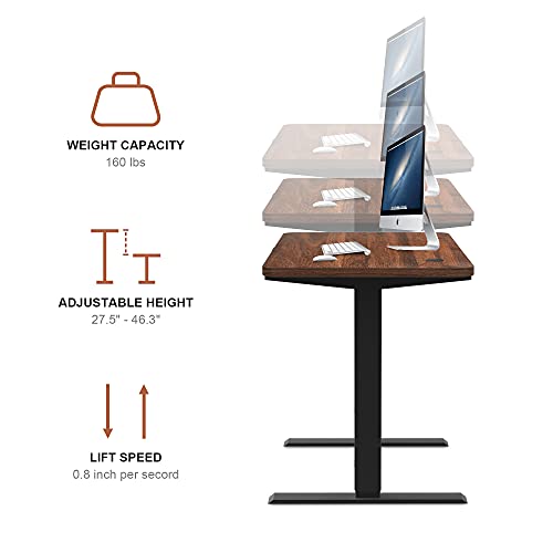 HOUSEELF Electric Height Adjustable Standing Desk - 48 x 24 Inches Stand Up Computer Writing Desk with Smart Memory Screen for Home, Office, Workstation, Black Frame & Walnut Top