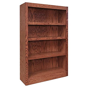 Home Square 2-Piece Set: 84" Tall 6 Shelf Solid Wood Bookcase & 48" Tall 4 Shelf Bookcase in Dry Oak