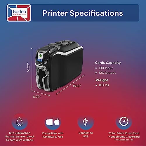 Bodno Zebra ZC350 Single Sided ID Card Printer & Supplies Package - Bronze Edition