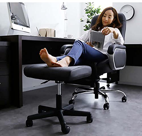Office Footrests Rolling Foot Stool with Wheels, Height-Adjustable Pu Leather Foot Stand White (Wheel Lock)