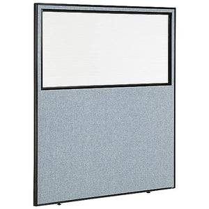 Global Industrial Office Partition Panel with Partial Window, Blue 60-1/4"W x 72"H
