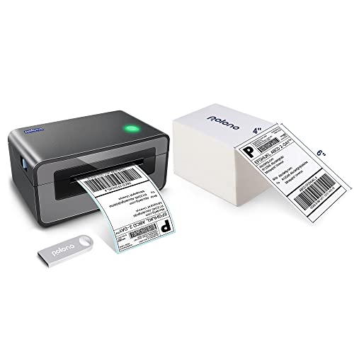 POLONO Label Printer - 150mm/s 4x6 Gray Thermal Label Printer, POLONO 4"x6" 500 Labels Direct Thermal Shipping Labels, Compatible with Amazon, Ebay, Etsy, Shopify and FedEx