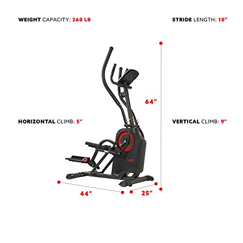 Sunny Health & Fitness Premium Cardio Climber Stepping Elliptical Machine - SF-E3919, Black