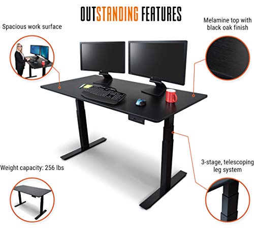 Stand Steady 60" Electric Tranzendesk Standing Desk | Height Adjustable Sit to Stand Up Desk | Perfect for Offices and Schools! (Black / 59" x 29.5")