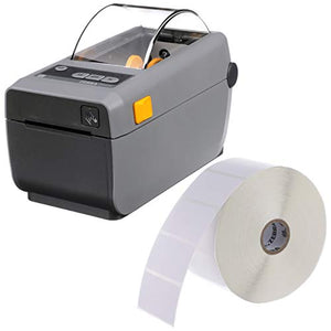 Zebra ZD410 Direct Thermal Printer Plus 2.25 X 1.25 in Z-Perform 2000D Thermal Labels Print Width of 2 in USB Bluetooth 1 in Core Labels 6 Rolls