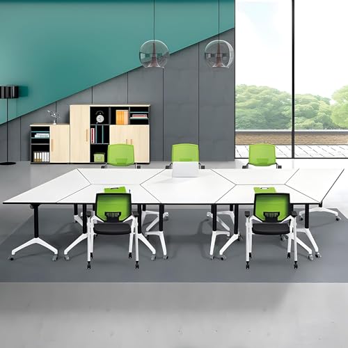 Molpeiy Conference Room Table with Silent Locking Wheels, Trapezoidal Rolling Splicing Computer Desk, 47.2" L*20.4" W*29.5" H (8Pack)